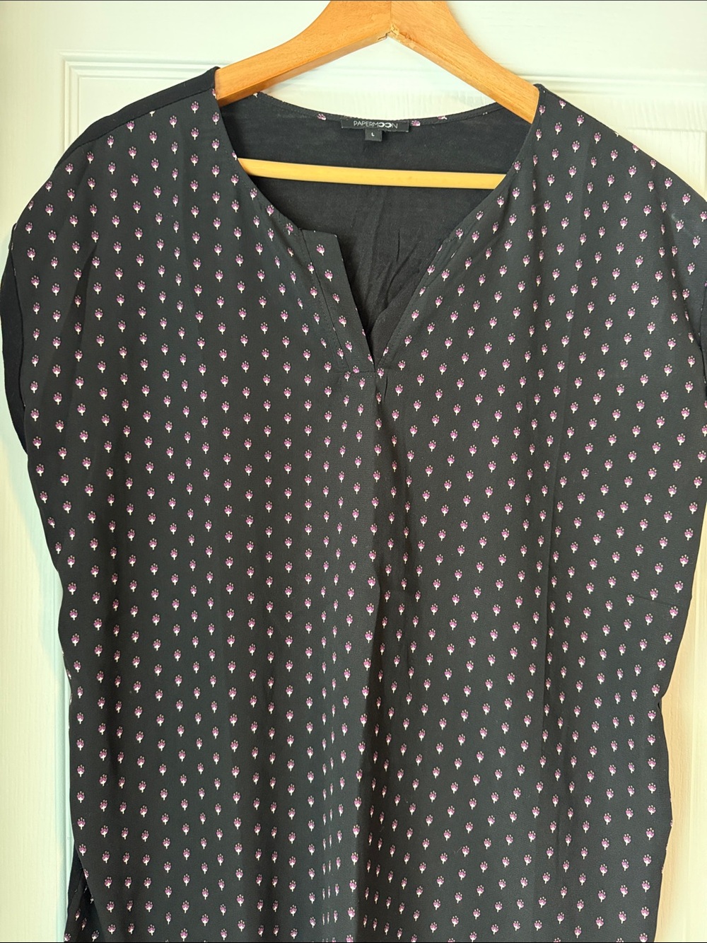 Black Blouse with purple Dot Floral Print